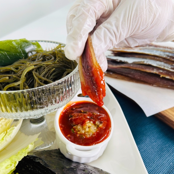 이순신수산  겨울철 별미 포항 구룡포 손질 꽁치 해풍과메기  야채세트  