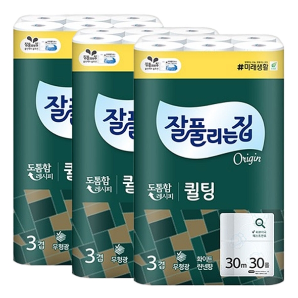 미래생활 잘풀리는집 퀼팅 화장지 30m 30롤 2팩