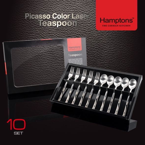 햄튼  피카소 컬러 레이저 티스푼 세트 10P