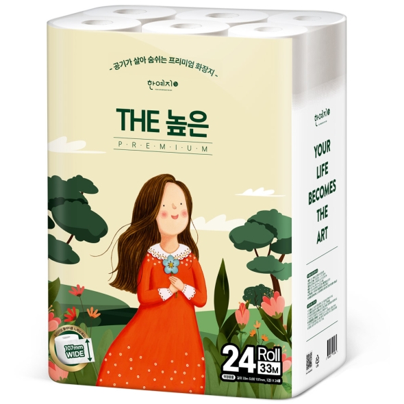 한예지 천연펄프 3겹 THE 높은 화장지 33m 24롤 1팩