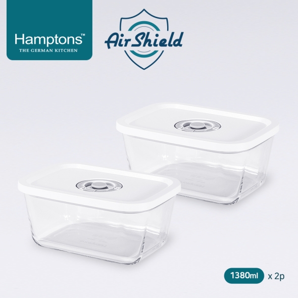 햄튼 에어실드 원터치 진공 밀폐용기세트(4P) -C (1380ml * 2)