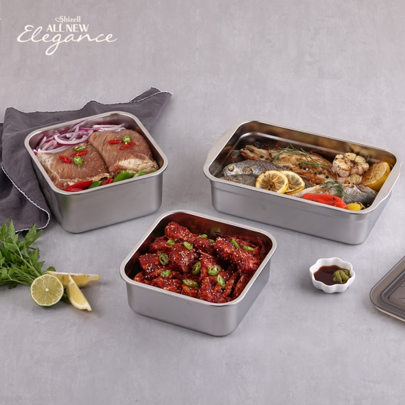 쉬젤 올뉴엘레강스 밀폐스테인레스밧드  3종세트(2500ml/3200ml/3900ml-1EA)