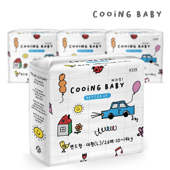 쿠잉 베러업 풀커버 밴드기저귀 대형(L) 26매 x 4팩