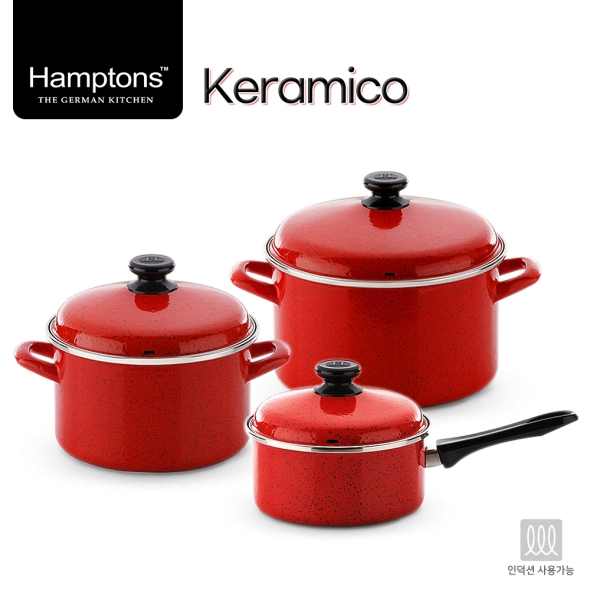 햄튼 케라미코 법랑(HEL-RED) 냄비 (3종-18편수+20깊은 양수+24깊은 양수)