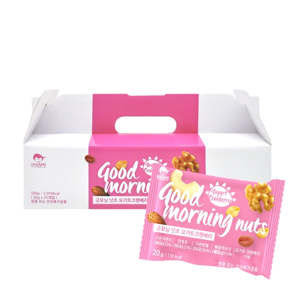 [굿모닝너츠] 하루한줌견과 크랜베리요거트 (25봉/50봉/75봉/100봉)