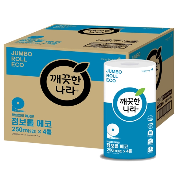 깨끗한나라 에코 점보롤 화장지 250m 4롤 4입