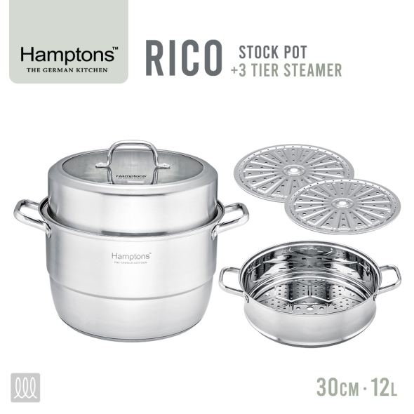햄튼 리코 곰솥 냄비+3단 멀티 찜기세트 30CM(12L)