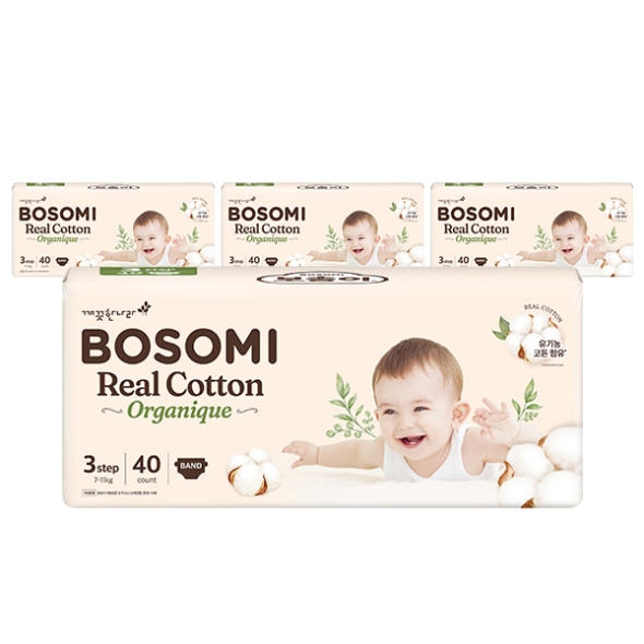 보솜이 리얼코튼 오가니크 밴드 중형 40매 x 4팩